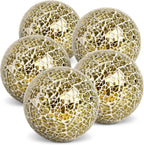 Gold Glass Decorative Balls for Bowls 5 Pcs
