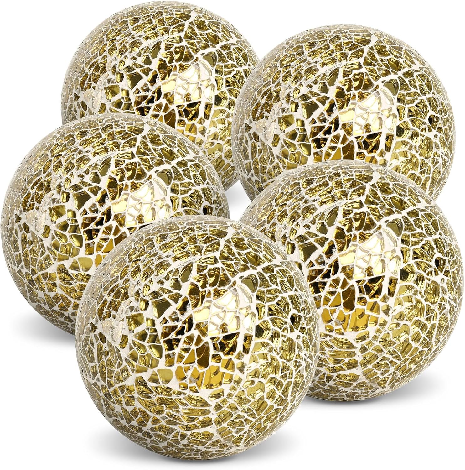 Gold Glass Decorative Balls for Bowls 5 Pcs