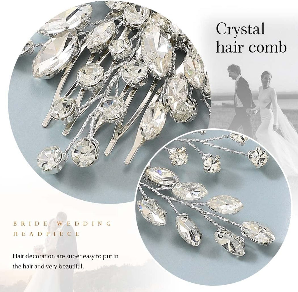 Silver Bridal Hair Comb with Rhinestones