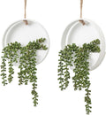 2 Pcs Artificial Hanging Plants with Wood Pot