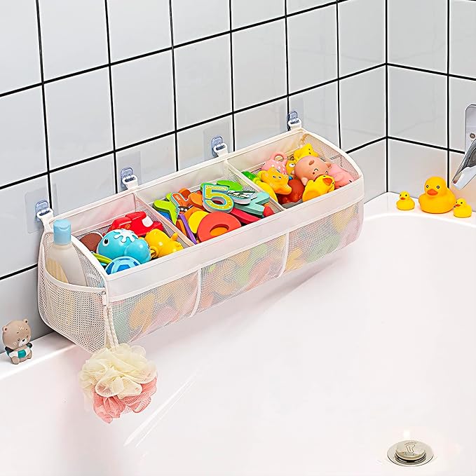 3-Compartment Bathtub Toy Storage Bag 