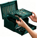 3-Layer Velvet Jewelry Box Organizer with Lock