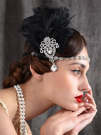 Black Feather Headpiece for Women