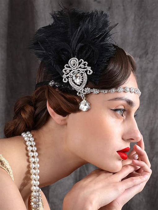 Black Feather Headpiece for Women