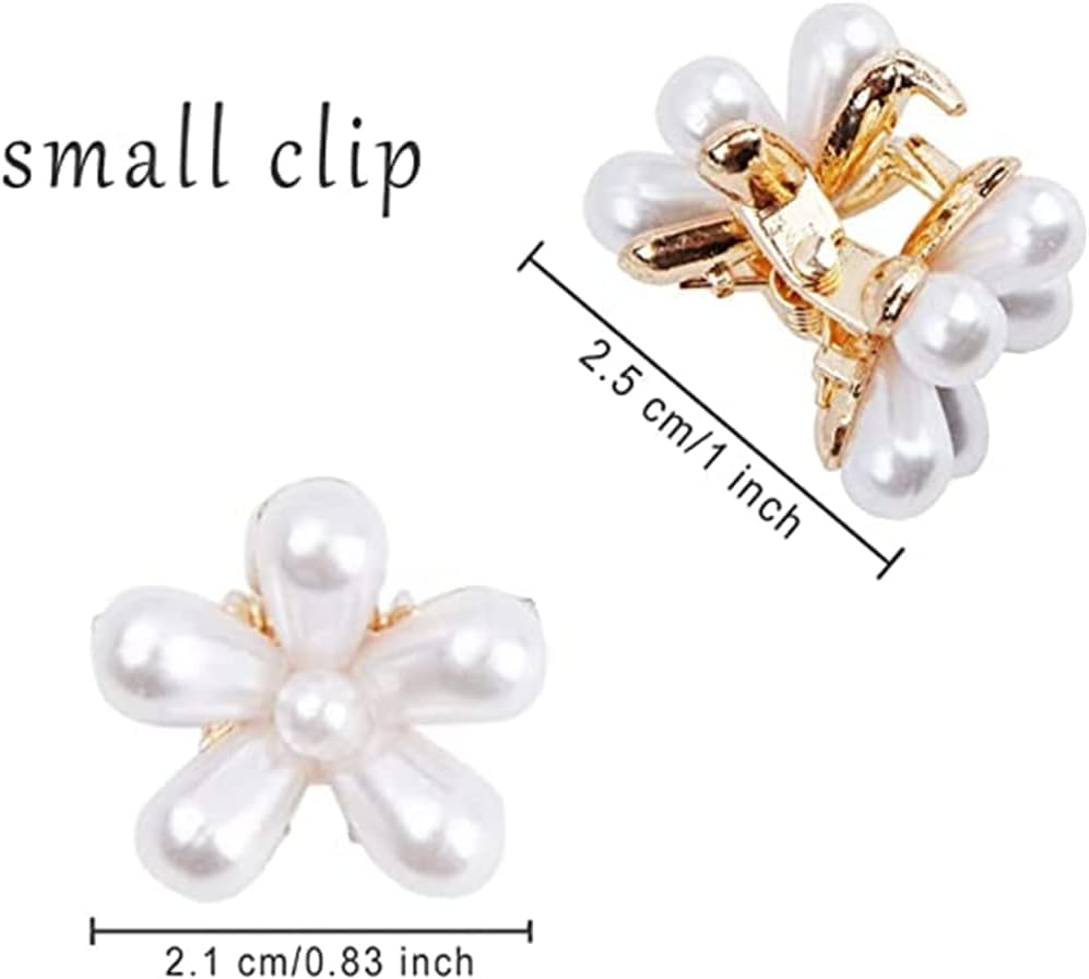 Small Pearl Hair Claw Clips 8 Pcs