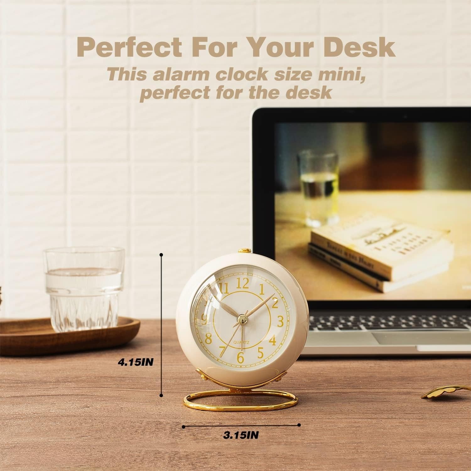 Silent Desk Alarm Clock with Light