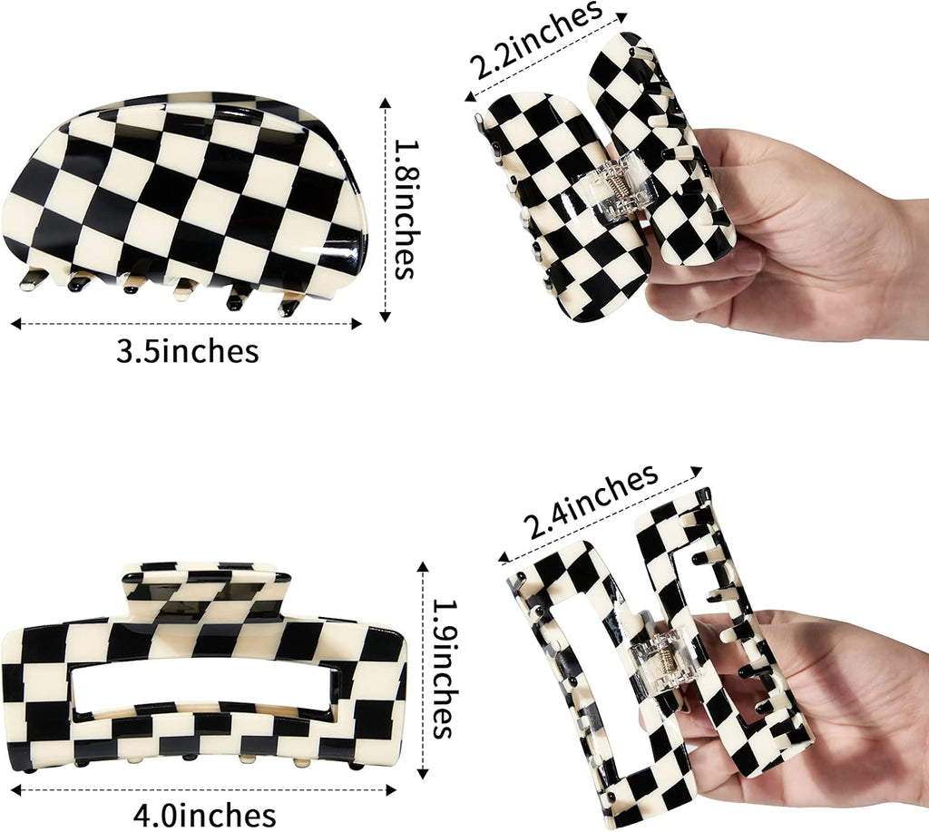 Acrylic Black White Vintage Jaw Clips Hair 2 Pack