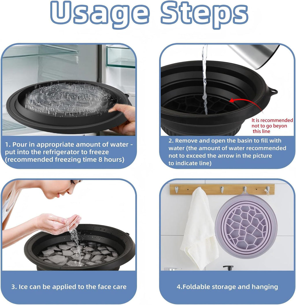 Facial Ice Bath Bowl with Built-In Ice Cube Tray