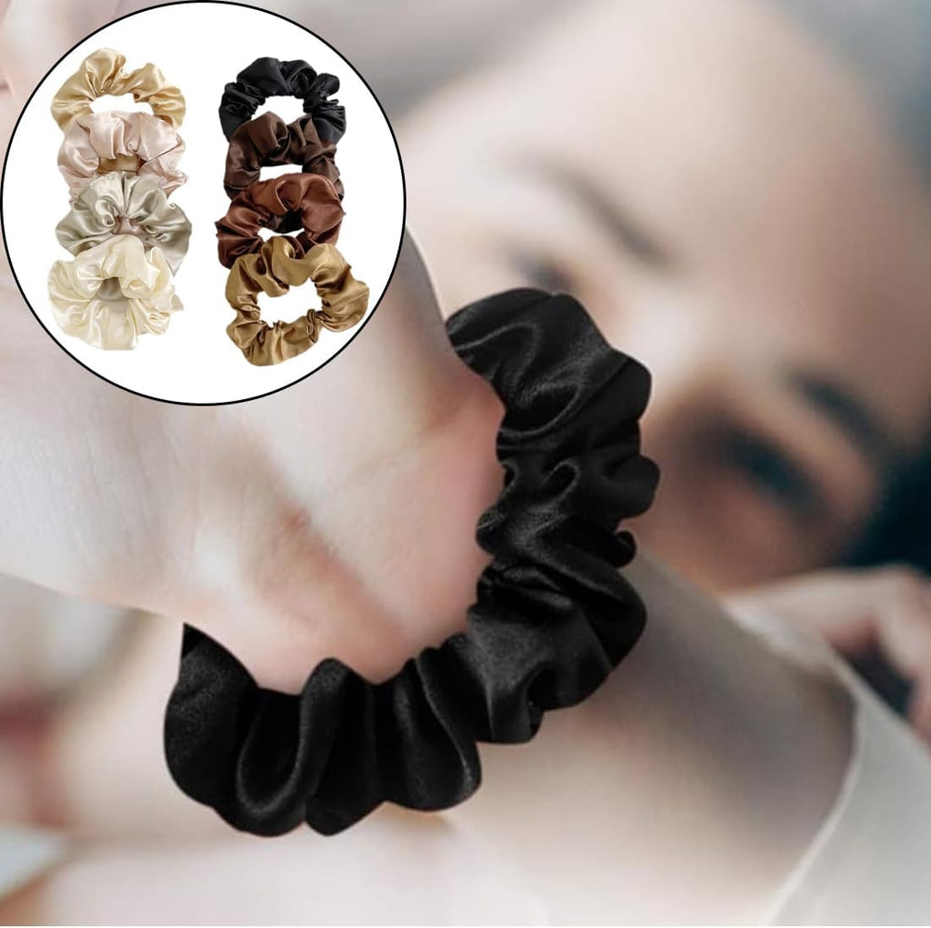 8 Pcs Satin Silk Thin Scrunchies for Hair