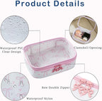 Transparent Pink Bow Makeup Bag for Women & Girls