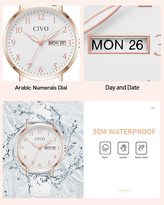Ladies White Leather Strap Watch