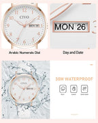 Ladies White Leather Strap Watch
