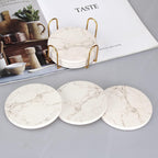 White Marble Coasters Set of 6 with Holder