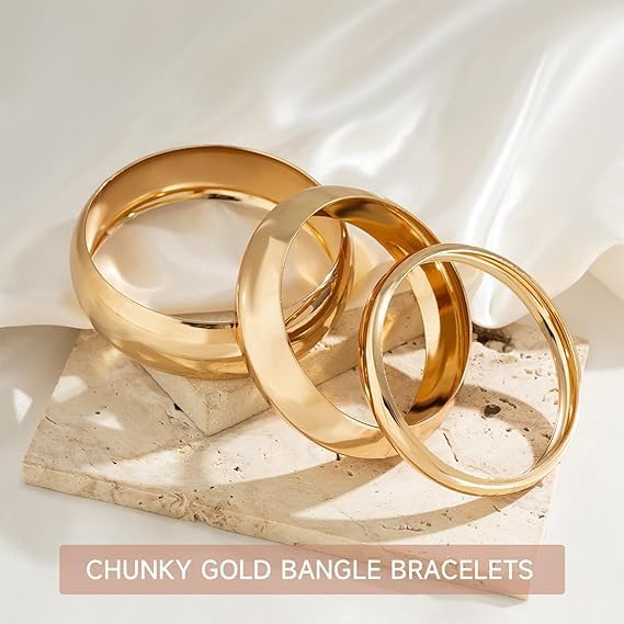 Chunky Gold Bangle Bracelets for Women