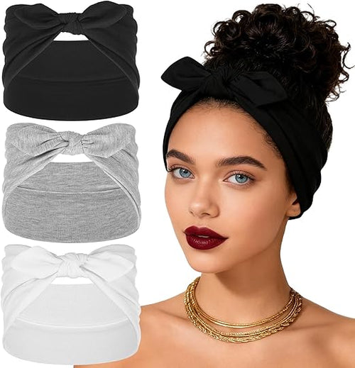 3 Pack Black Bow Headbands for Women
