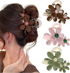 3 Packs Large Flower Hair Claw Clips for Women 