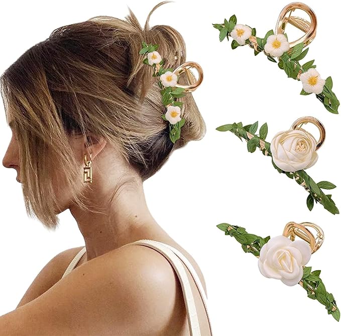 3 Pcs Large Butterfly Flower Hair Claw Clips for Women 