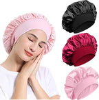 3 Pcs Satin Soft Head Scarf with Curly Hair 