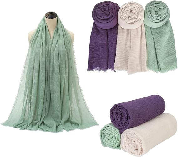 3 Pieces Soft Cotton Linen Shawl Wrap 