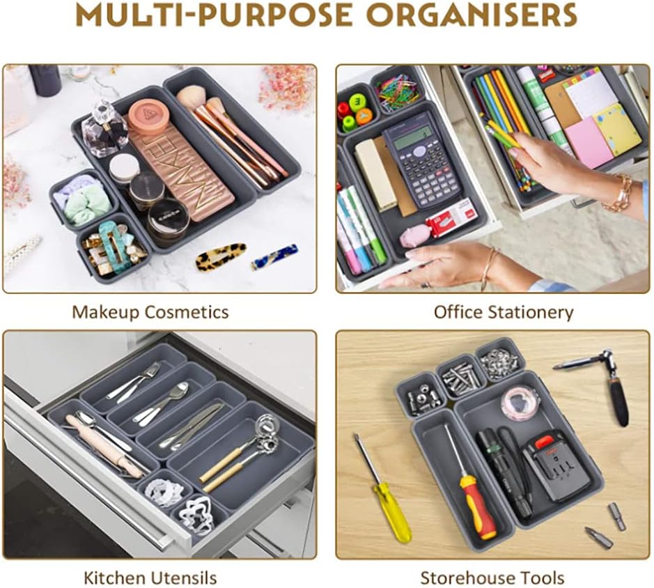 8-Piece Desk Drawer Organizer Tray Dividers