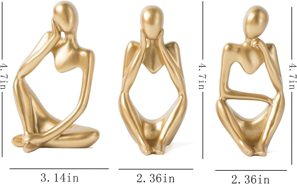 Gold Thinker Statue Set of 3