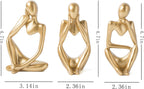 Gold Thinker Statue Set of 3