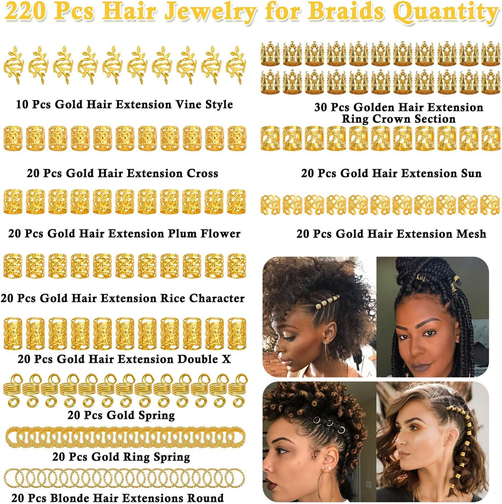 Gold Hair Jewelry for Braids & Dreadlocks
