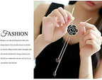 Black Crystal Rose Flower Pendant Necklace