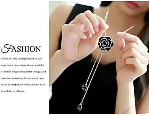 Black Crystal Rose Flower Pendant Necklace
