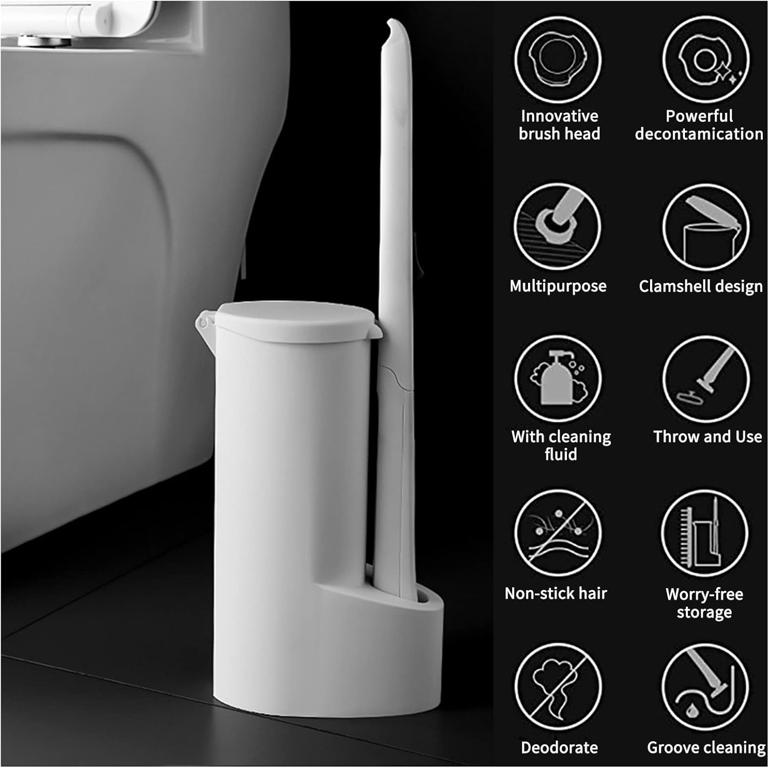 Toilet Bowl Cleaning Brush with 16 Refills