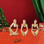 Gold Thinker Statue Set of 3