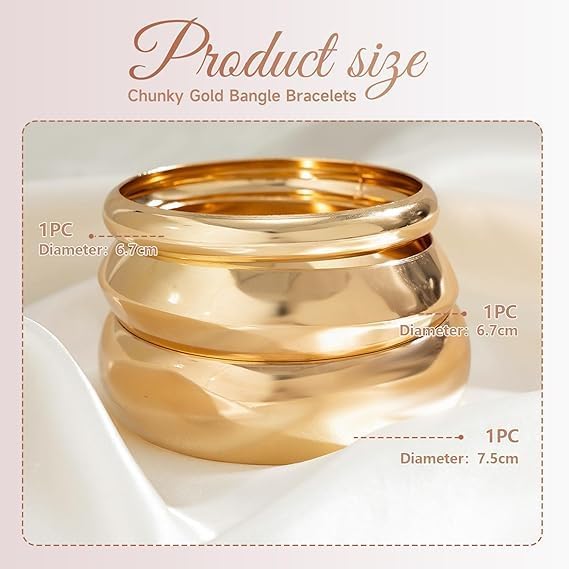 Chunky Gold Bangle Bracelets for Women