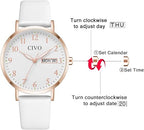 Ladies White Leather Strap Watch