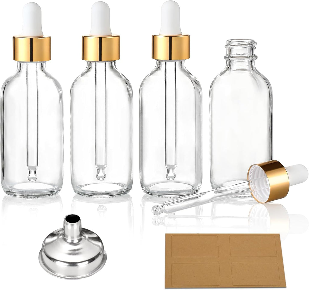 4 Pack Empty Glass Dropper Bottles 