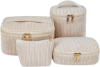 4 Pcs Corduroy Makeup Bag Set 