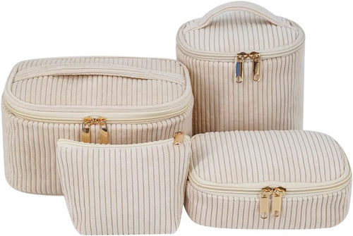 4 Pcs Corduroy Makeup Bag Set 