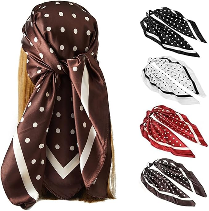 4 Pcs Satin Head Scarf Set for Women 
