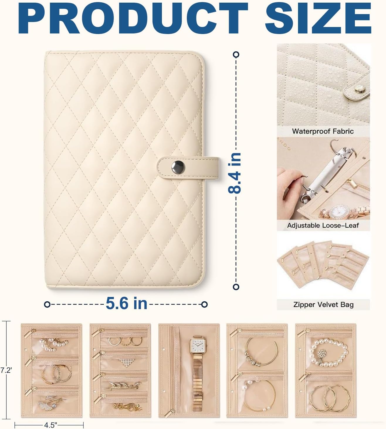Travel Jewelry Organizer Case with Clear Zipper