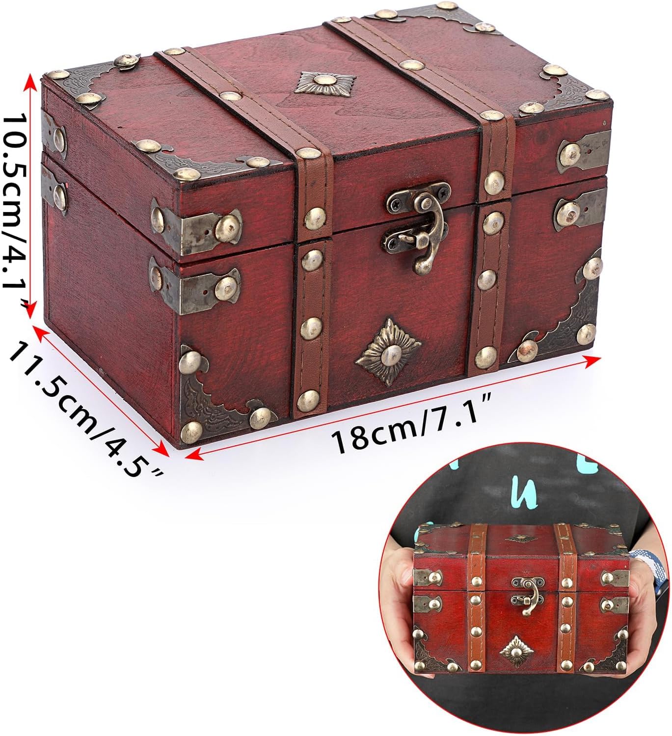 Vintage Wood Treasure Chest Box