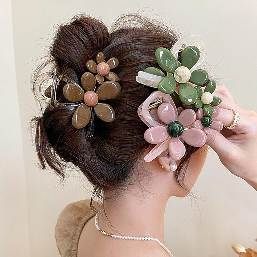 3 Packs Large Flower Hair Claw Clips