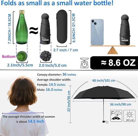 Mini Travel Umbrella with Case