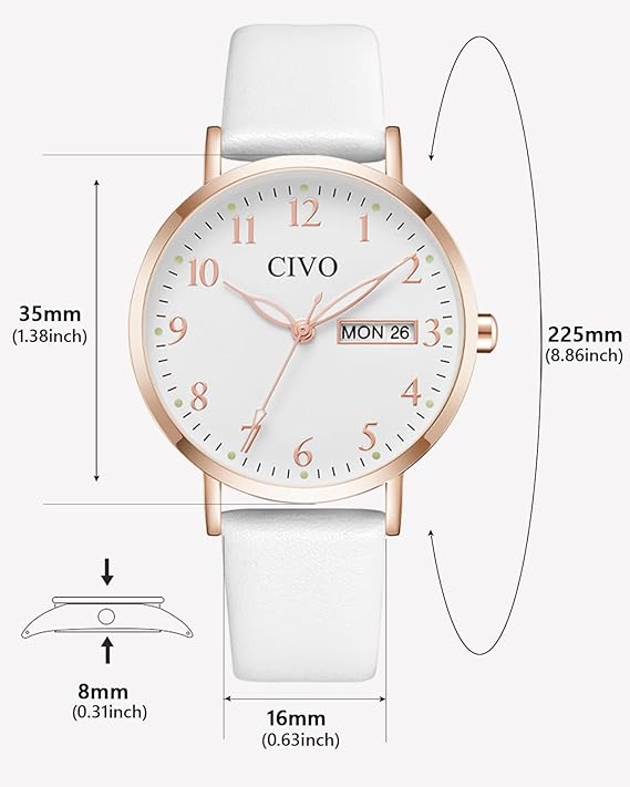 Ladies White Leather Strap Watch