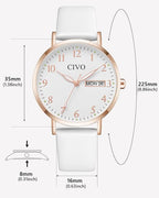 Ladies White Leather Strap Watch