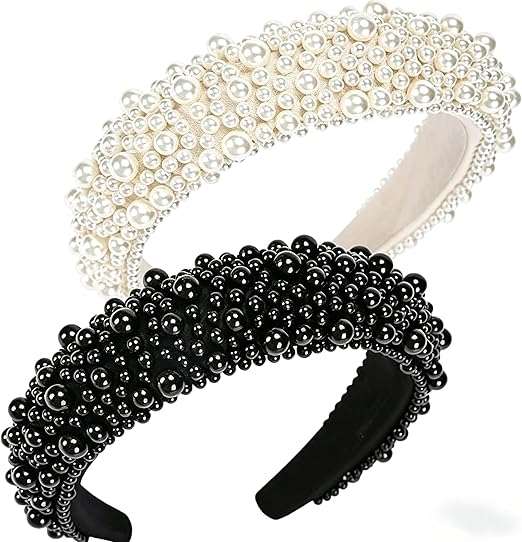 Elegant Pearl & Rhinestone Padded Headbands