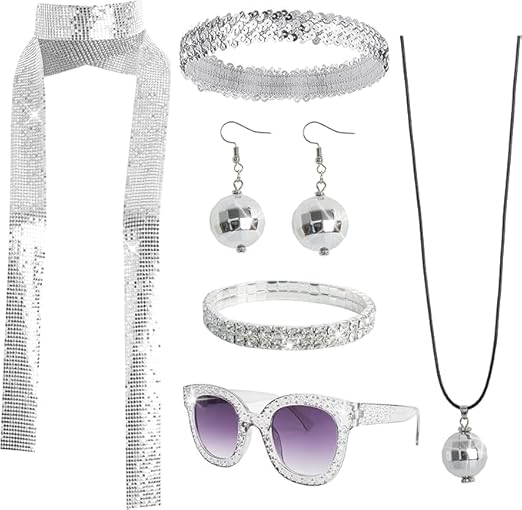 70s Disco Outfit Accessories Set Women 6 Pcs 