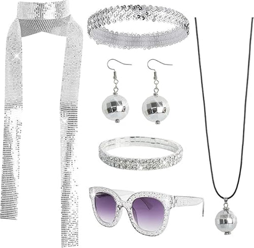 70s Disco Outfit Accessories Set Women 6 Pcs 