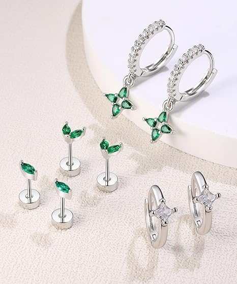 Flat Back Stud Earrings Set for Women & Men
