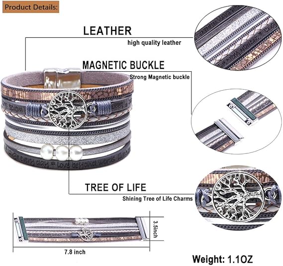 Tree of Life Leather Bracelets for Women