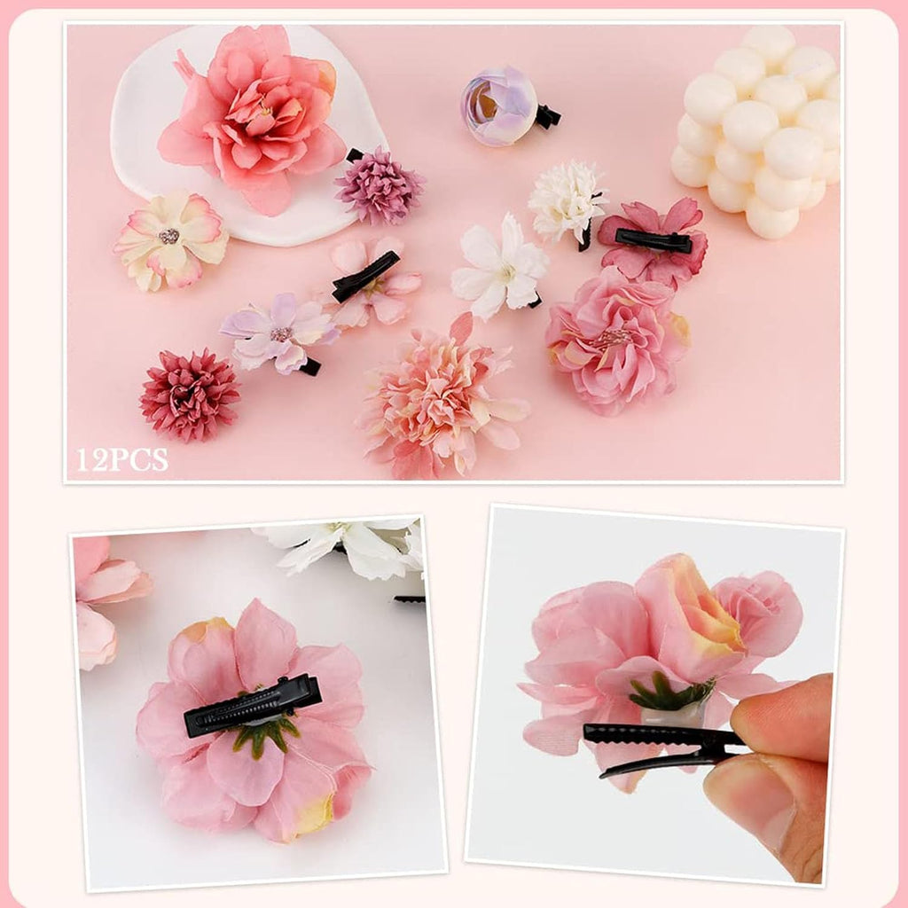 12 Pieces Bohemian Flower Hair Clips