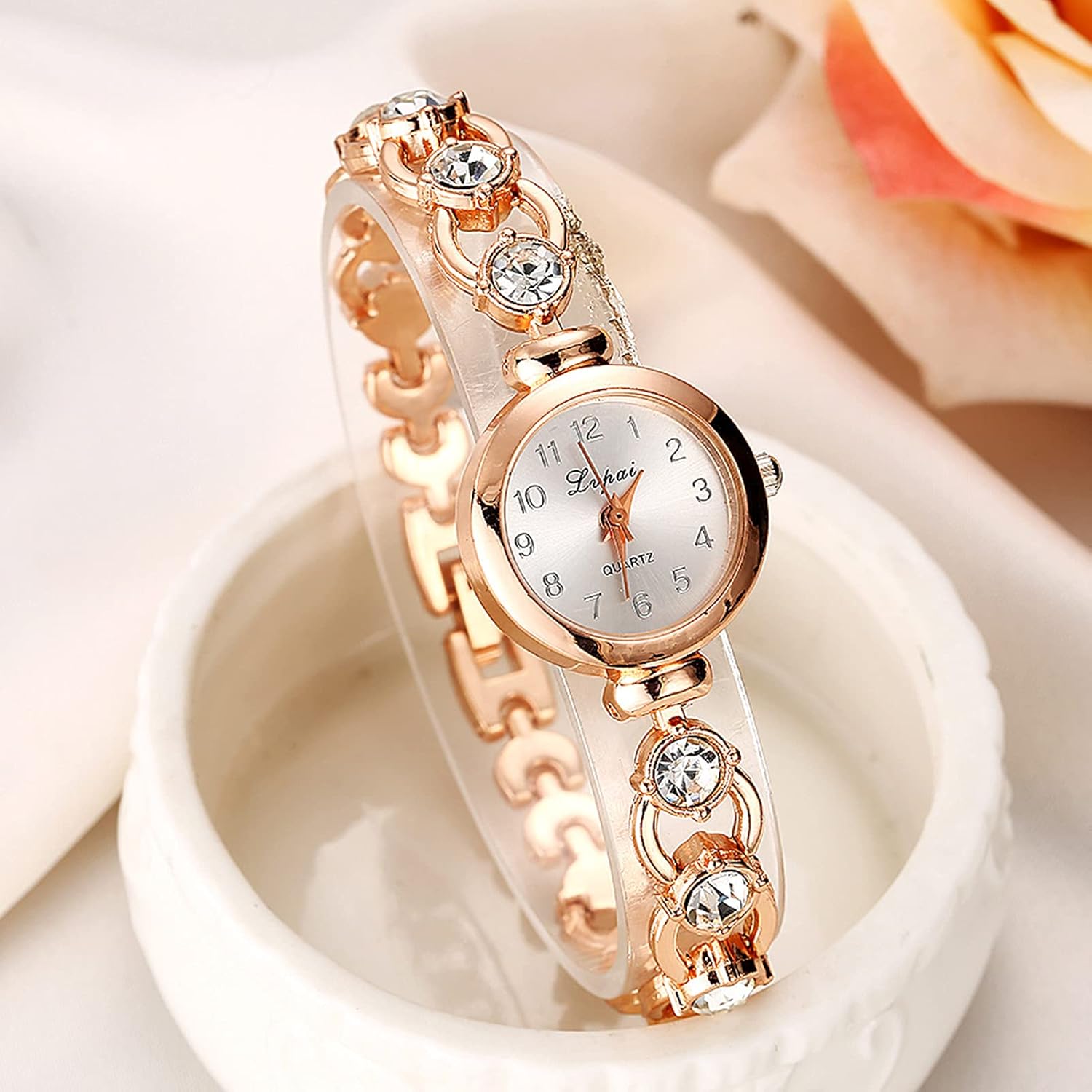 Crystal Alloy Bracelet Ladies Wrist Watch
